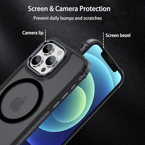 for iPhone 12 Case,iPhone 12 Pro Case Magnetic [for Magsafe][Military Grade Shockproof Protection] Anti-Scratch Non-Slip Matte Translucent Slim Phone Case for iPhone 12 Cover/iPhone 12 Pro Cover,Black