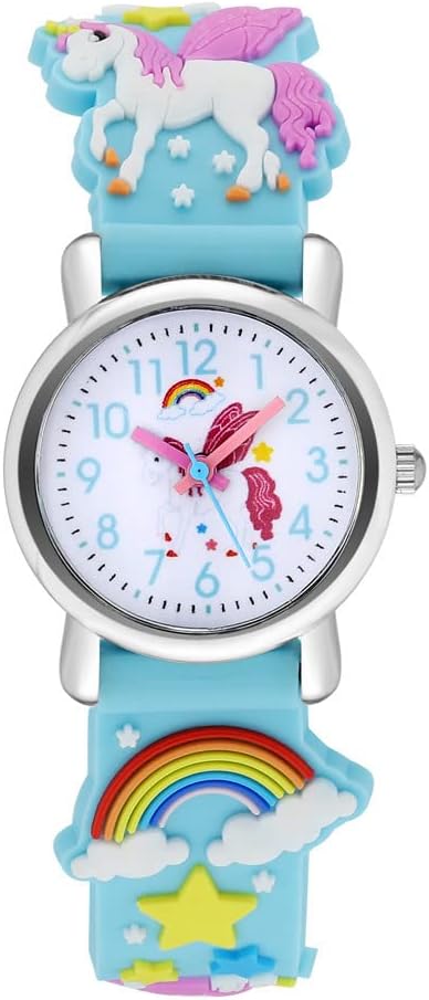 Kids Watches Girl Watches Ages 3-12 Sports Waterproof 3D Cute Cartoon Digital 7 Color Lights Wrist Watch for Kids