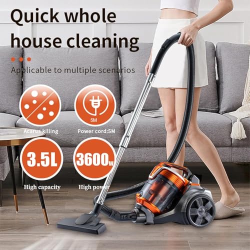 3600W 3.5L Corded Canister Vacuum Cleaner 26KPa Suction Power Multi-Cyclonic Lightweight Bagless Vacuum Cleaner, 4M 360-degree Swivel Hose And Washable HEPA Filter for Hard Floors, Pet Hair, Carpet