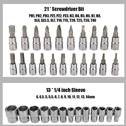 46pcs/set Socket Ratchet Torque Wrench Extension Bar Drill Bits Automobiles Repair Tools Kit Multifunction Repair Hand Tool Kit