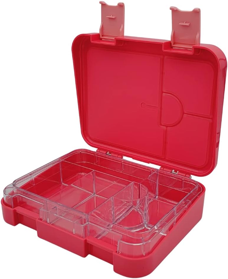 Large Bento Lunch Box for Kids and Adults: BPA-free 4-6 convertible compartment bento lunch box Tritan made, removable, microwavable suitable for school, office, Picnic, Camping, etc. - Pink