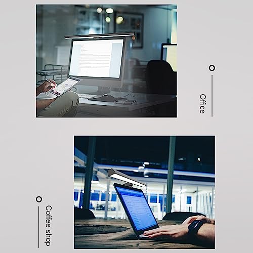 Dpofirs Computer Screen Monitor Lamp, PC Monitor Light Bar, e-Reading LED Lamp with Stepless Dimmable, Touch Control, Quick Reading Mode, 3 Color Temperature Adjustment, Timer 60min Off (White)
