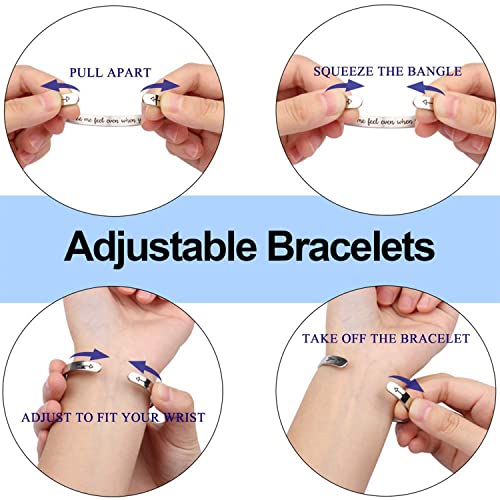 KASTWAVE Bracelets for Women, C-Shape Cuff Bracelets Adjustable Minimalist Bangles for Women Girls Motivational Birthday Cuff Friendship Bangle