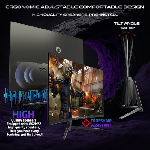GAMEON GOC27F180VA Pro Series Curved Gaming Monitor 27 inch, 1920x1080p FHD Fast VA Panel, 180Hz, 0.5ms, HDMI 2.1, G-Sync & Freesync, Crosshair assistant, Built-in Speakers, Supports HDR, PS5, VRR