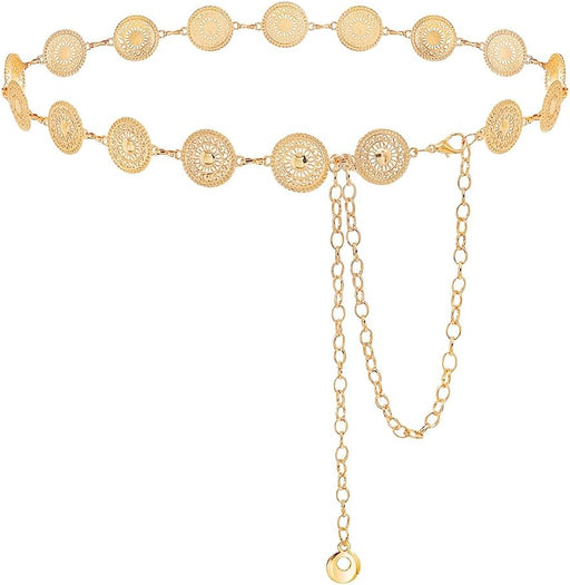 Metal Waist Chains for Woman, Adjustable Boho Body Chain, Fashion Vintage Belly Chain Belt Jewelry, for Women Dresses, Saree, Beach, Jeans, Skirts, Gold