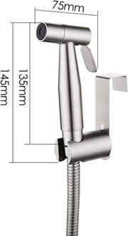 Sulfar 3 Pcs Bidet Toilet Spray Gun Set, Handheld Bidet Sprayer Shattaf with Stainless Steel Chrome Hose Toilet Water Sprayer, Silver