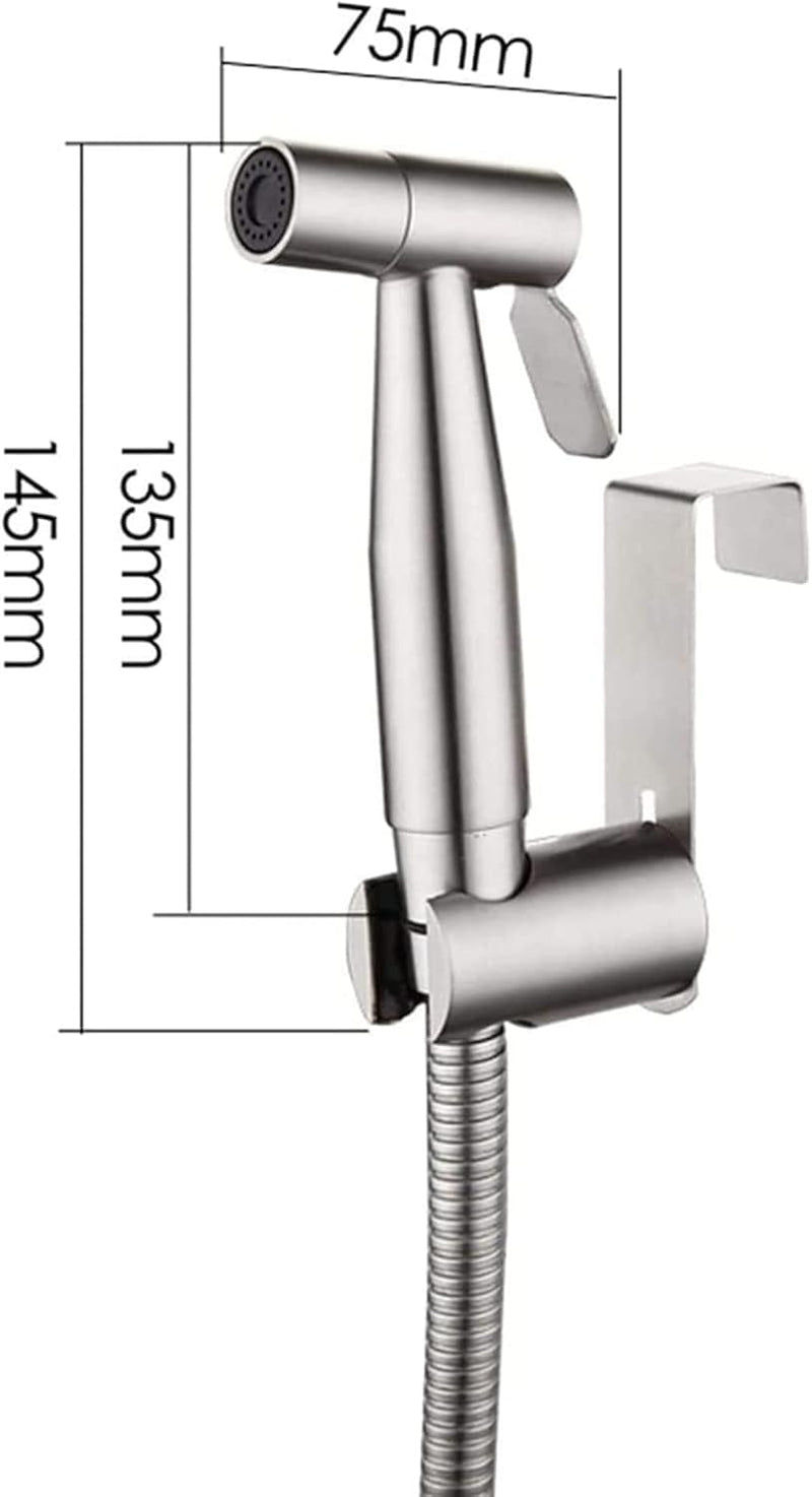 Sulfar 3 Pcs Bidet Toilet Spray Gun Set, Handheld Bidet Sprayer Shattaf with Stainless Steel Chrome Hose Toilet Water Sprayer, Silver