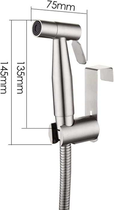 Sulfar 3 Pcs Bidet Toilet Spray Gun Set, Handheld Bidet Sprayer Shattaf with Stainless Steel Chrome Hose Toilet Water Sprayer, Silver
