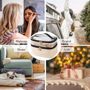 Diylove Travel Makeup Bag Organizer Waterproof Double Layer Cosmetic Bag Large Capacity Storage Bag for Traveling (Black)