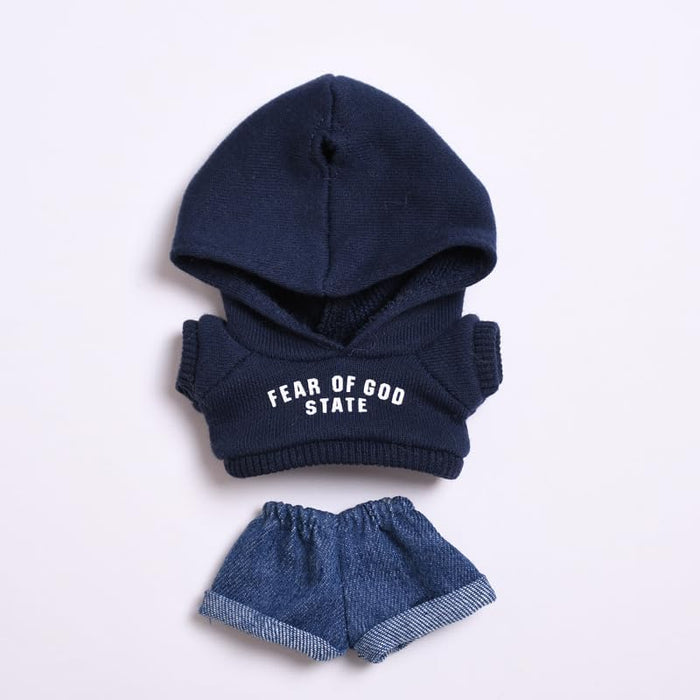 KASTWAVE Outfit for Labubu Doll, 2-Piece Black Hoodie and Jeans Set, Cool Casual Style for 17 cm Dolls (No Doll Included)