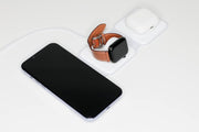 Foldable Wireless Charger Premium Charging Station Compact and Lightweight 3 In 1 Charging Station for Smartwatch, Smartphone, Earbuds QI-Enabled Travel Charging Pad Silicone Cover (White)