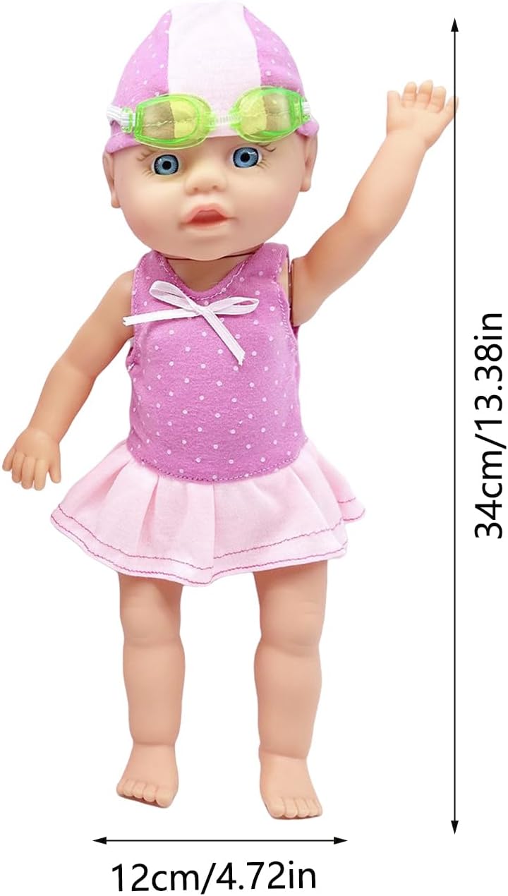 Bath Swimming Doll Toy, Baby Doll for Bathtub, Waterproof Bathtub Pool Floats, Battery-Powered Bathtub Toy Floating Swimming Figure for Beach Pool Outdoor Indoor