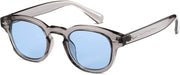 Unisex Vintage Retro Round Style Tinted Sunglasses For Men Women Fashion Circle Sun Glasses 46mm - C23 Crystal Gray Frame/Blue Tinted Lens