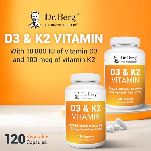 Dr. Berg Nutritionals Berg's D3 & K2 Vitamin Supplement With Purified Bile Salts - 120 Capsules