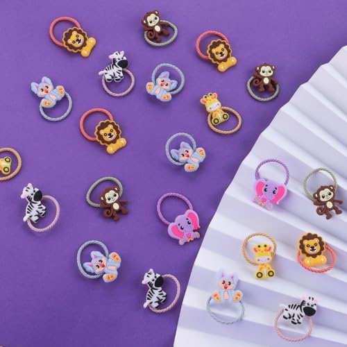 REMEL 60PCS Jungle Safari Animal Hair Ties for Women Girls, Elastic Ponytail Holder Hair Accessories (60pcs)