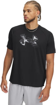 Mens Men's UA Tech Print Fill T-shirt UA M TECH PRINT FILL SS (pack of 1) - Black / / Anthracite