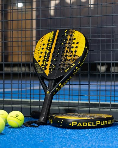 PadelPursuit SpynX Padel Racket 360g Carbon Fibreglass Sandpaper Surface EVA 15 Foam Spin Control Maximum Performance
