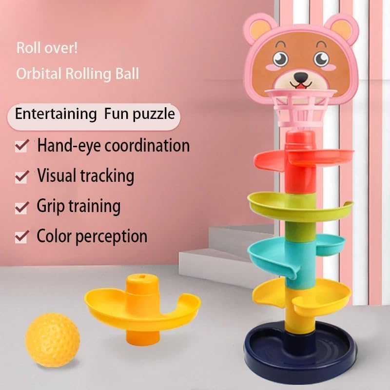 Rolling Ball Tracking Toy Set – Colorful Baby Toys Slide Track Tower | Early Educational Ball Drop Game for Toddlers | Plastic Swirling Tower with Rolling Balls – Stackable Activity Toy (Multi-Color)