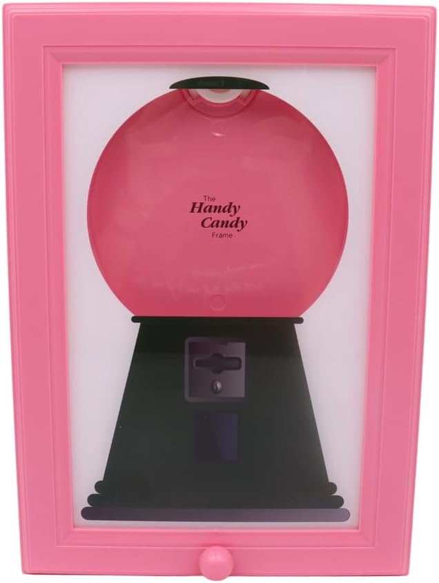 Alide Candy Dispenser Picture Frame Wall Mounted Interactive Gumball Machine Snack Dispenser for Kitchen with Fun Photo Frame (Pink)