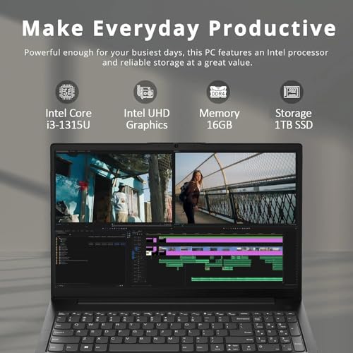 Lenovo V15 G4 15.6" FHD Laptop, 13th Gen Intel Core i3-1315U 6-Core Processor, 16GB DDR4 Memory, 1TB PCIe SSD, Low Blue Light Screen, Ethernet Port, HDMI, Webcam, Wi-Fi & Bluetooth, Windows 11 Pro