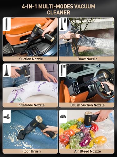 itutn Mini Car Vacuum Cleaner, 15000PA Powerful Suction, Portable Cordless Vacuum for Car, Handheld Small Vacuum Cleaner & Air Duster for Home, Desk,PC, Keyboard (Mini Vacuum + 11 attachments)