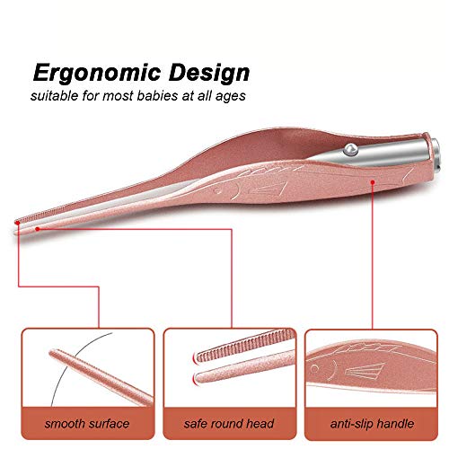 ametoys 2PCS Earwax Removal Ear Pick Set Stainless Steel Earwax Remover Spoon Baby Kids Adult Earpick Ear Picker with LED Light