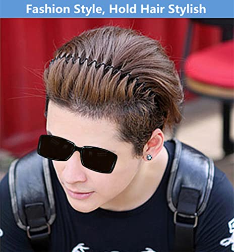 XINGZHE Metal Hair Bands for Men Women's Headbands, Unisex Black Wavy Spring Sports Headband for Men's Hair Band Hoop Clips Women Accessories Simple Elastic Non Slip Wide Headwear Bandeau Outdoors