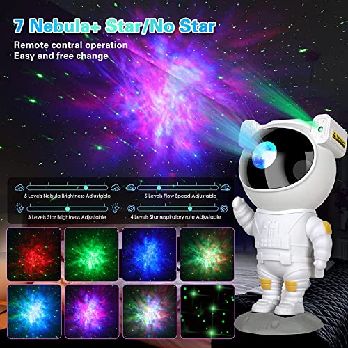 AWH Astronaut Galaxy Projector with Timer & Remote Control, USB Powered Spaceman Projector Lamp, 360° Adjustable Astronaut Starry Night Light Projector for Room Decoration