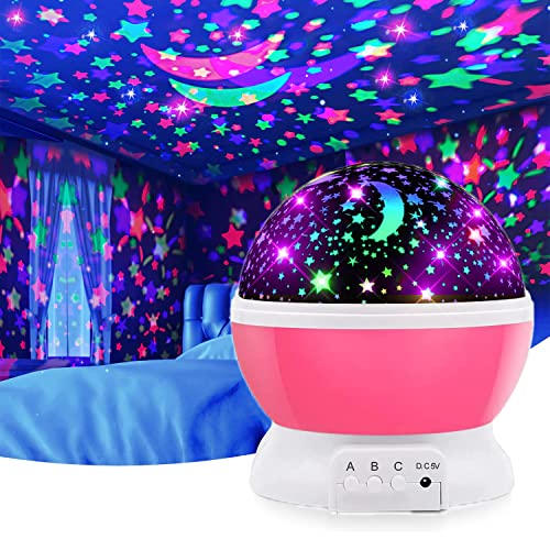 COOLBABY Girls Night Lights Star Projector,Starry Ceiling Stars Light Projector,Gifts for 2-3 Year Old,Baby Night Light Projector,Decor Lamp for Girls Bedroom Party