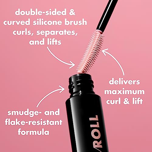 e.l.f. Lash 'N Roll Mascara, Curling Mascara for Visibly Lifted Eyelashes, Lifts and Separates Eyelashes. Long-Lasting Formula, Vegan & Cruelty-Free, Black, 9.2 g