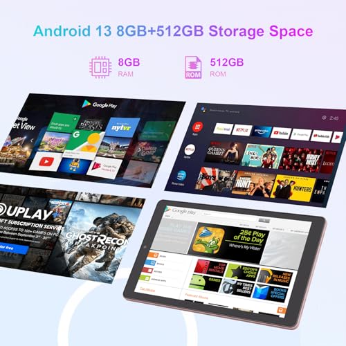 C idea 9 inch Tablet,Android13.0 Tablet with 8GB RAM 512GB RAM, 5MP? Camera,5G SIM Card,8000mAh Battery,Leather Case,CM935 Pro For Gift (Pink)