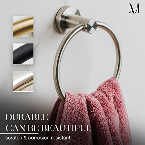 Bathroom Hardware Accessoires Stainless Steel Brushed Wall Mount Including Bath Towel Bar, Towel Ring/Hand Towel Holder, Toilet Paper Holder, Robe Hook MARMOLUX ACC Towel Ring Silver PA-91132BN