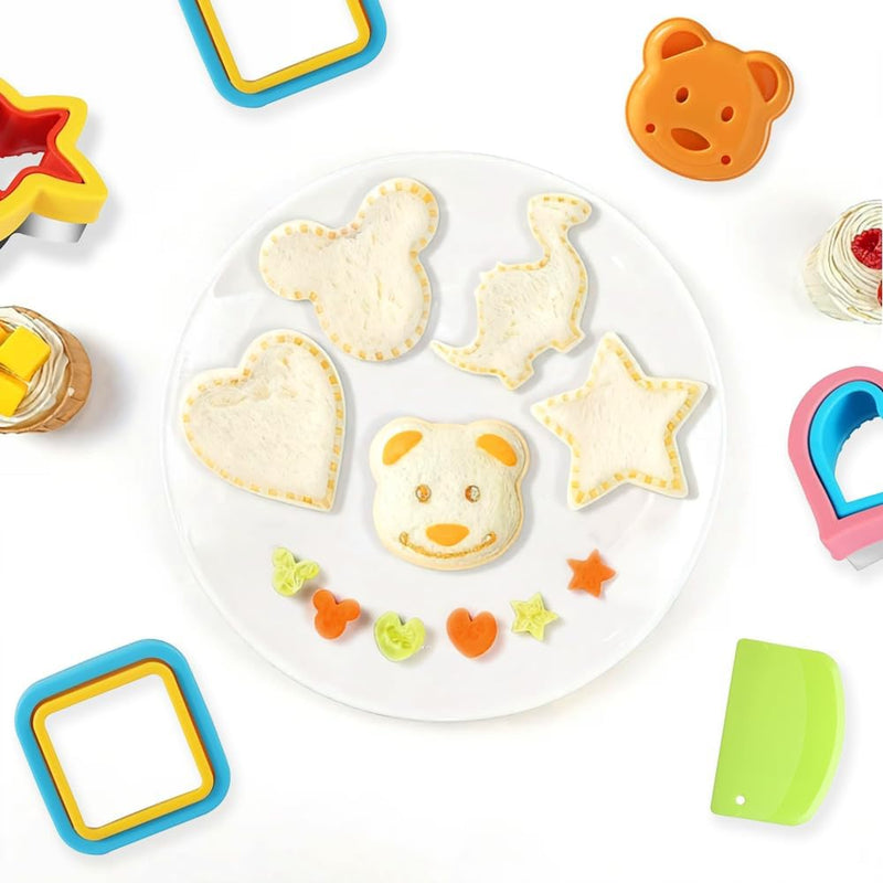 24-Piece Lunch Sandwich Cutter Set, Heart & Square Sandwich Shaper, DIY Vegetable & Fruit Shapes, Mini Cookie Cutters & Food Decorating Tools for Lunchboxes and Bento Containers