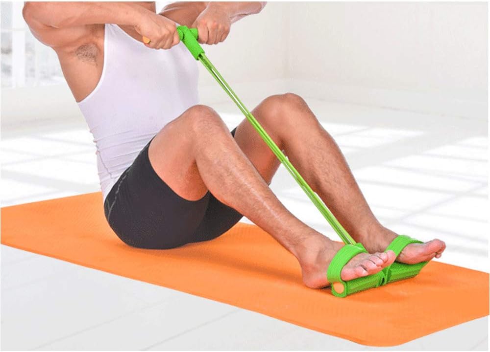 Abdominal Fitness Rally Pedal Puller Sit-up Trainer, Latex Pull Rope Equipment Exerciser Sports Four-Leg (Yellow) – image 2
