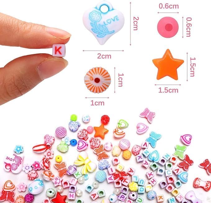 Mumoo Bear Children DIY Bead Set, 550pcs Pony Alphabet Pop Beads for Making Necklace Bracelet Ring, Art Craft & Jewellery Making Kit for Kids Girls Age 4 5 6 7 8, 24 Types - 550pcs Pony Alphabet Pop Beads Small