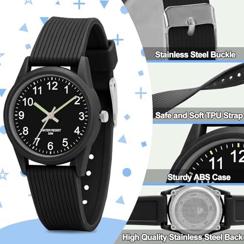 Azonee Analog Watches for Girls Boys - Learning Time 50M Waterproof Children Watch Easy to Read for Ages 3-10 - Great Birthday Gifts