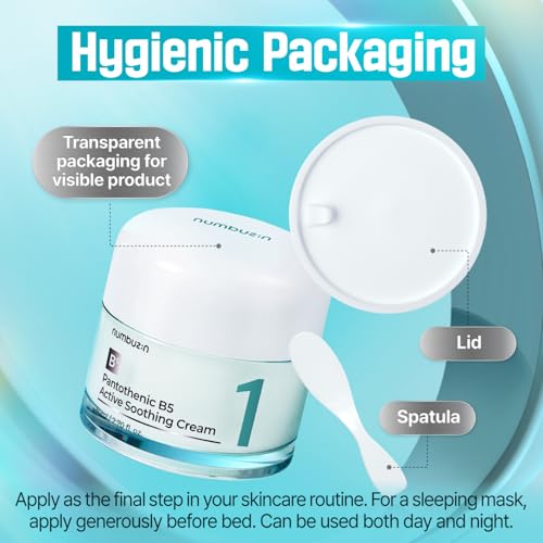 numbuzin No.1 Cream | Pantothenic B5 Active Soothing Cream | Lightweight Hydrating Moisturizer, Pantothenic Acid, Niacinamide, Panthenol | Excess Oil Control, Soothes Acne | Non-Comedogenic | 80ml