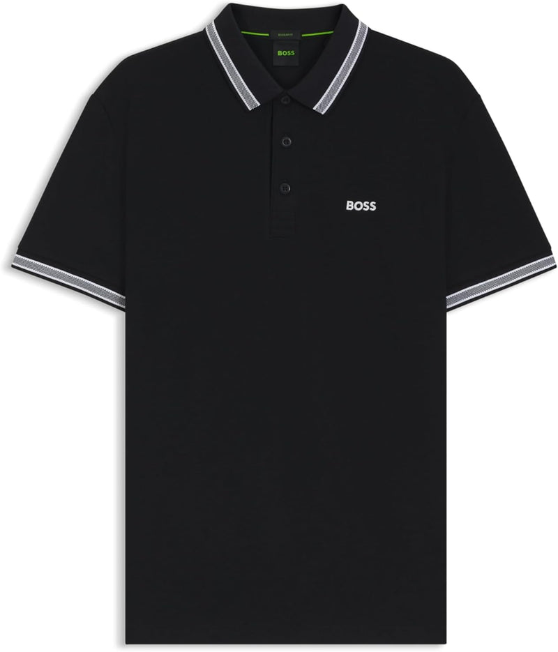 Mens Paddy Organic-Cotton Polo Shirt With Contrast Logo Details - Dark Blue