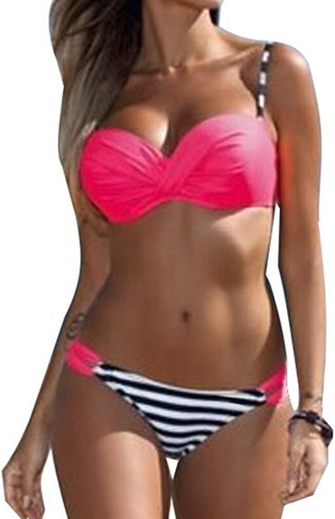 Lukitty Women's Push Up Two Piece Bikinis Swimsuits Padded Bathing Suit Swimwear