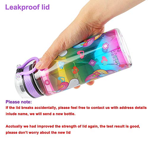 Home Tune Cute Water Bottle for School Kids Girls, BPA Free Tritan & Leak Proof Flip Top Lid & Easy Clean & Carry Handle, 23oz/ 680ml 23oz