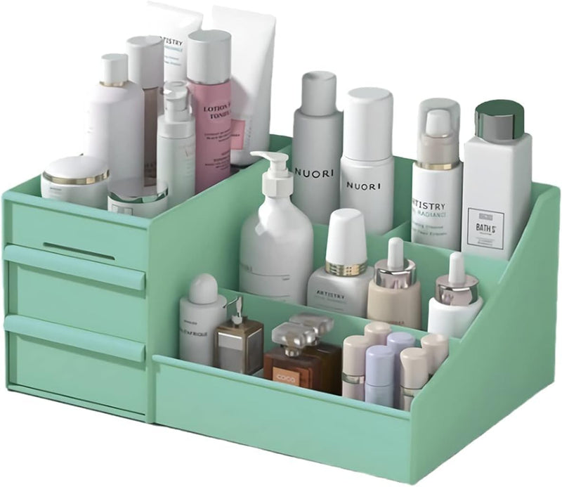XaFaXa Makeup Organizer Jewelry Storage Box - Cosmetic Dresser Drawers Desktop Makeup Organizer Skin Care Jewelry Organizing Box,Suitable for Storage in Bathroom,Bedroom and Bedside Table (White)