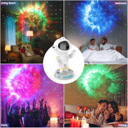 Astronaut Galaxy Projector, Azonee Spaceman Light Projector with Remote Control and Timer, 360° Rotation Astronaut Light Projector with Nebula, Nebula Ceiling LED Lamp for Kids, Room Decor, Gift