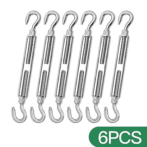 THE WHITE SHOP 6PCS M10 hooks, 304 stainless steel turnbuckles Wire rope tension heavy duty turnbuckles for cable guardrail wire rope Hardware components