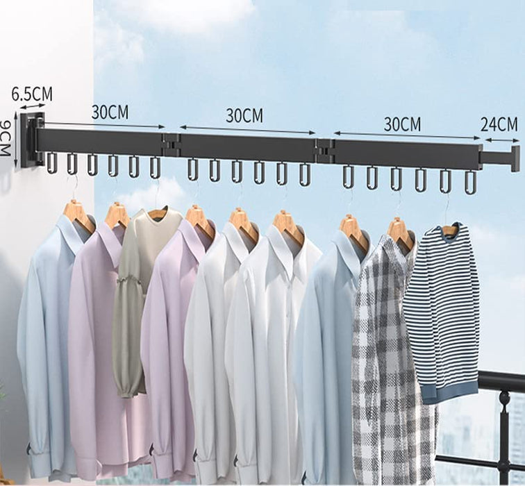 SKYISOK Foldable Clothes Hanger Wall Mount Retractable Cloth Drying Rack Indoor Outdoor Aluminum Home Laundry Clothesline Space Saving