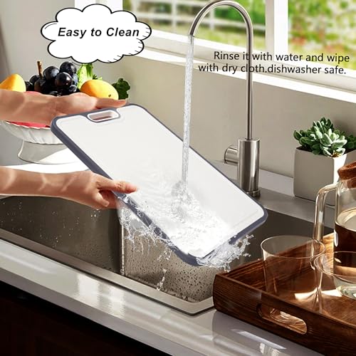 Titanium Cutting Board for Kitchen, Double-sided Chopping Board Titanium and Wheat Straw PP, Large Cutting Boards for Meats, Fruits and Vegetables, 15”×10.5”