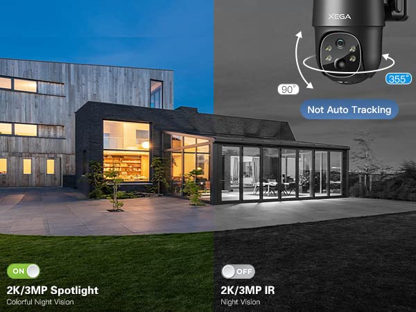 Xega 4G LTE Cellular Security Camera Solar with SIM Card,Wireless Outdoor No WiFi Security Camera,2K HD PTZ Night Vision Motion Detection 2 Way Talk TF&Cloud Storage, Support Etisalat and DU Operator