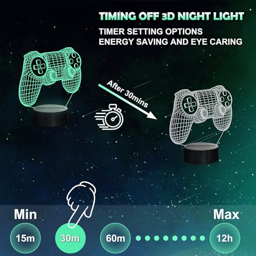 eWINNER 3D Gamepad Illusion Lamp, Game Controller Night Light with Remote Control and Timing Function 16 Color Changing Gaming Room Decor Best Gamer Gift