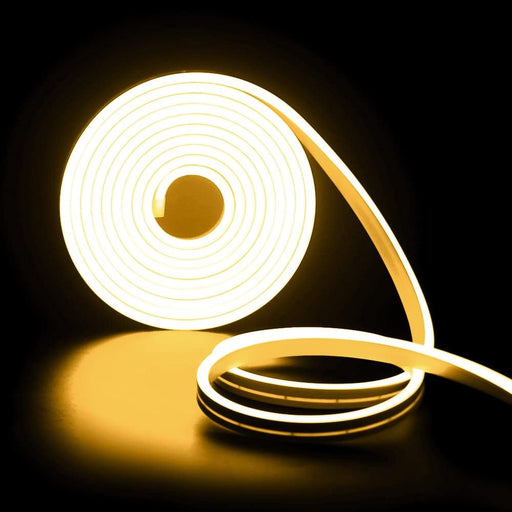 YU WELL Tayire LED Neon Lights, 16.4ft/5m IP65 Waterproof LED Strip Lights, 12V Flexible Neon Flex with 600 SMD 2835 LEDs for Kitchen Bedroom Indoor Outdoor Home Decor (No Power Adapter)
