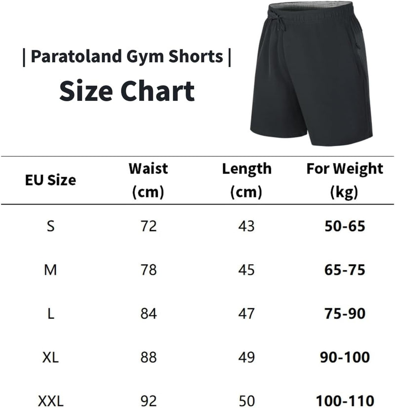 Paratoland Mens Casual Gym Shorts with Two Zipper Pockets Drawstring Quick Dry Sports Shorts Good for Workout Exercise Training Running and Swimming