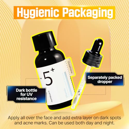 numbuzin No.5 Serum | Glutathione Vitamin Concentrated Serum | Glutathione, Vitamin C, Tranexamic Acid | Hyperpigmentation, Acne Scars | Suitable for Sensitive Skin, Korean Skincare | 1.01 fl. oz.